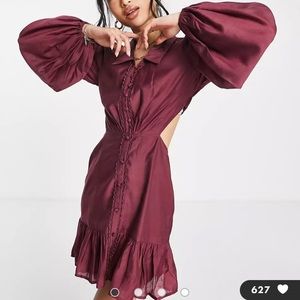 ASOS Mini Dress with Cutouts in Burgundy